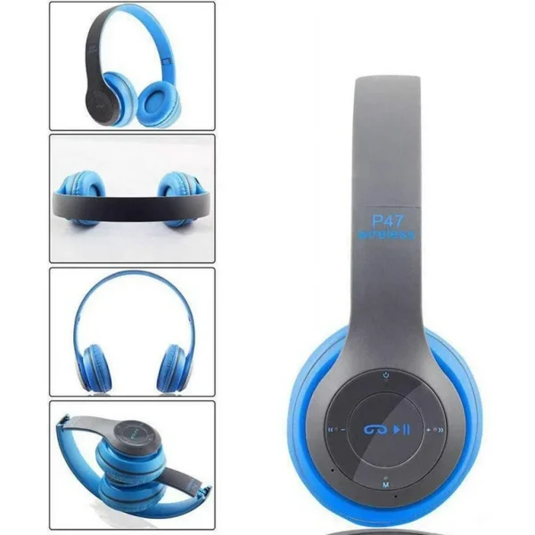 P47 On Ear Headphones Foldable Bluetooth Headset With Mic Stereo Bass Wired/Wireless Earphones